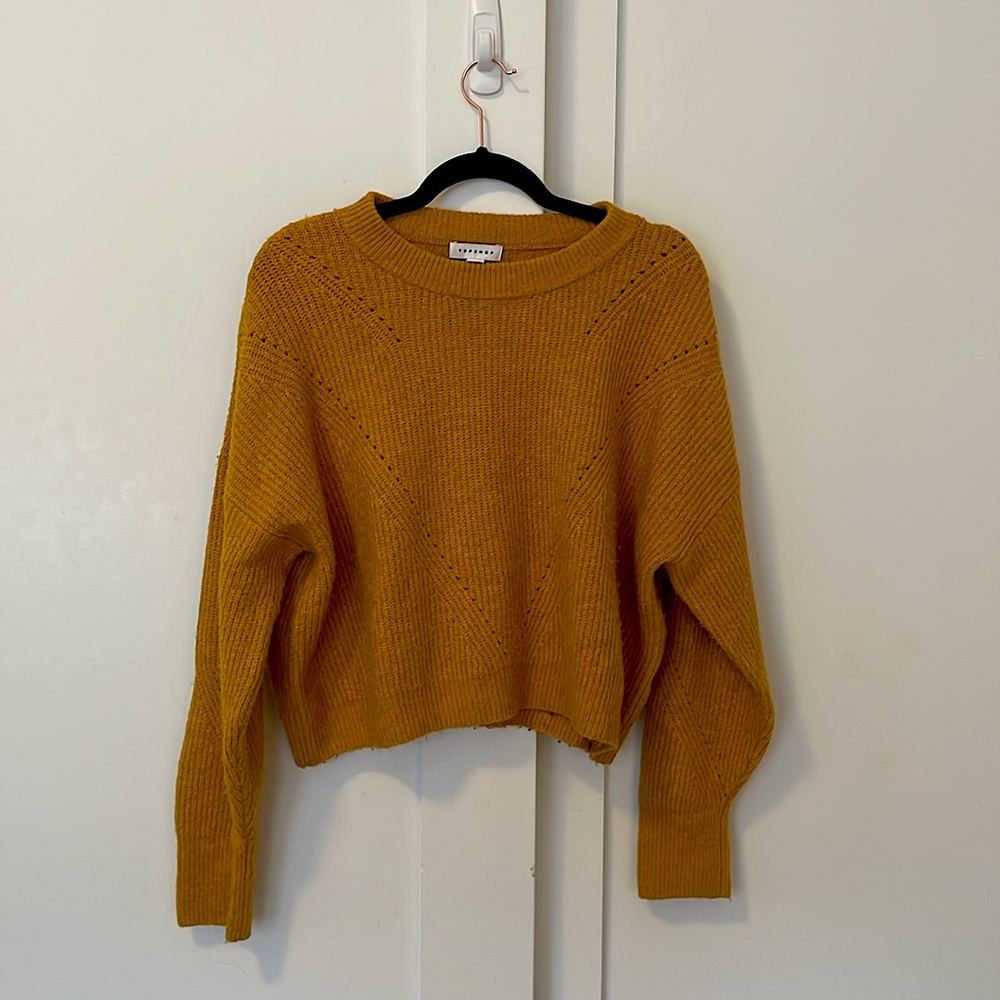 Yellow Topshop crewneck cropped sweater